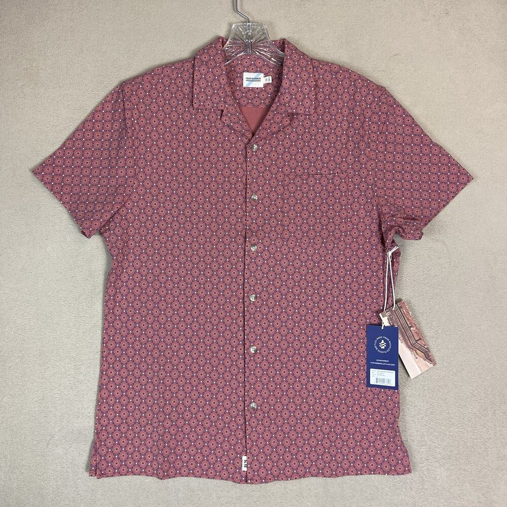 Fair Harbor Shirt‎ Mens S Red Neptune The Casablanca Camp Button Up Short Sleeve